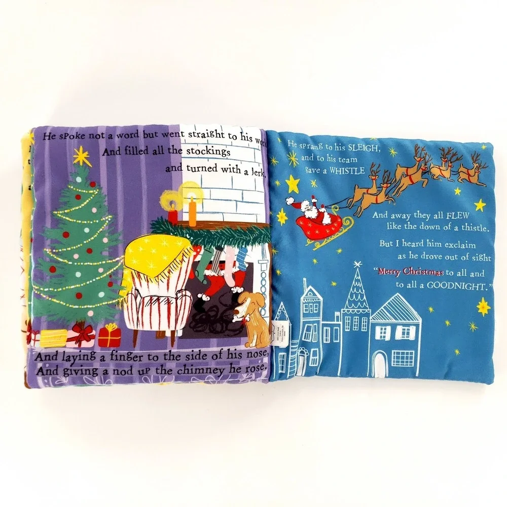 Mud Pie Night Before Christmas Cloth Fabric Children's Book 8